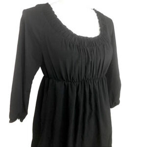 Zara Basic Black Empire Waist, Ruched Bust Top